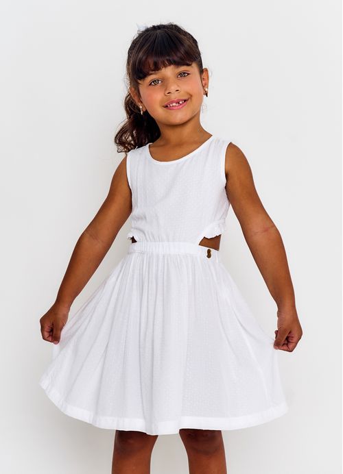 Vestido Infantil Estampa Estilo - Tam. 2 a 12 anos - Off White