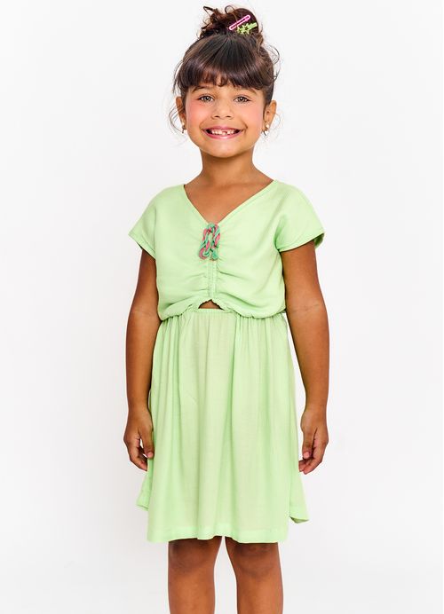 Vestido Infantil Estampa Confort - Tam. 2 a 12 anos - Verde