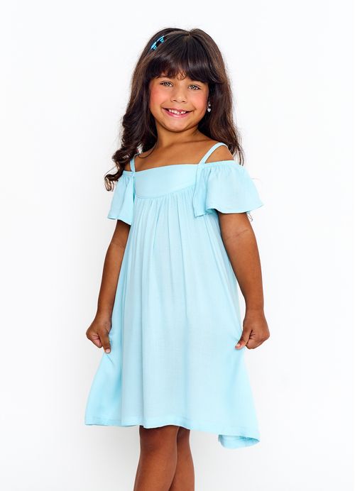 Vestido Infantil Estampa Elegante - Tam. 2 a 12 anos - Turquesa