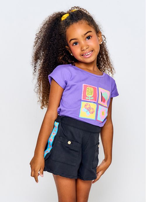 Blusa Infantil Menina Estampa Borboleta - Tam. 2 a 12 anos – Roxo