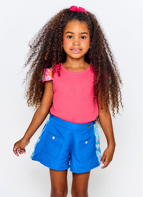 Short Infantil Menina Estampa Borboleta - Tam. 2 a 12 anos - Preto