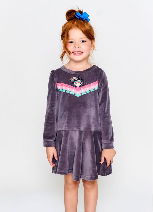 Vestido Infantil Menina Estampa Lá em Casa– Tam. 2 a 12 anos – Cores