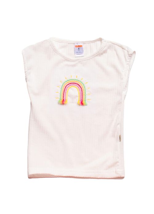 Blusa Infantil Menina Estampa Arco Íris - Tam. 2 a 12 anos – Lilás, Branco, OFF White