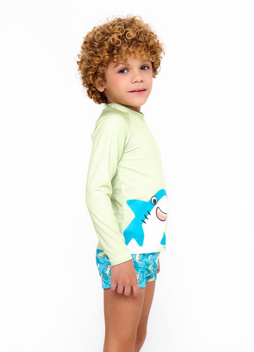 Blusa UV Infantil Menino Estampa Ataque de Estilo - Tam. 2 a 12 anos - Esmeralda