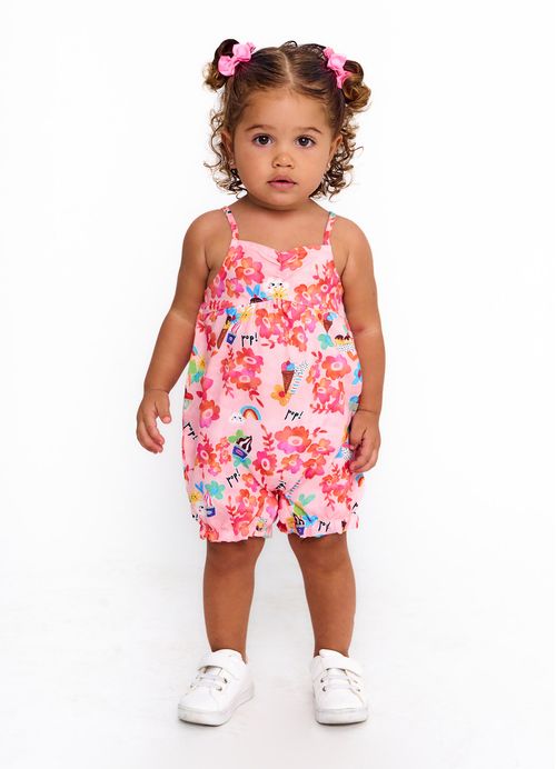 Pimpão Infantil Bebê Menina Estampa Floral Pop- 3 a 18 meses - Rosa