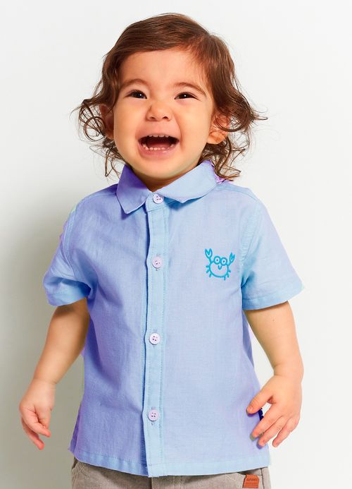 Camisa Infantil Bebê Menino Fundo do Mar – Tam. 3 a 12 meses – Azul