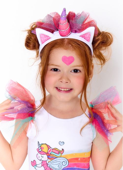 Arco Infantil para Cabelo Estampa Unicórnio Dançante de Roller - Tam. U - Branco