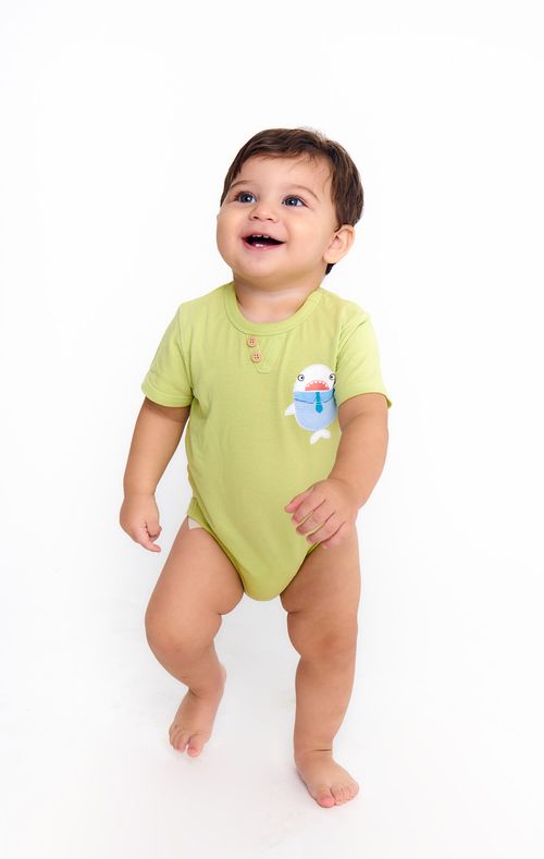 Body Infantil Bebê Menino Estampa Ataque de Estilo - Tam. 3 a 18 meses - Verde