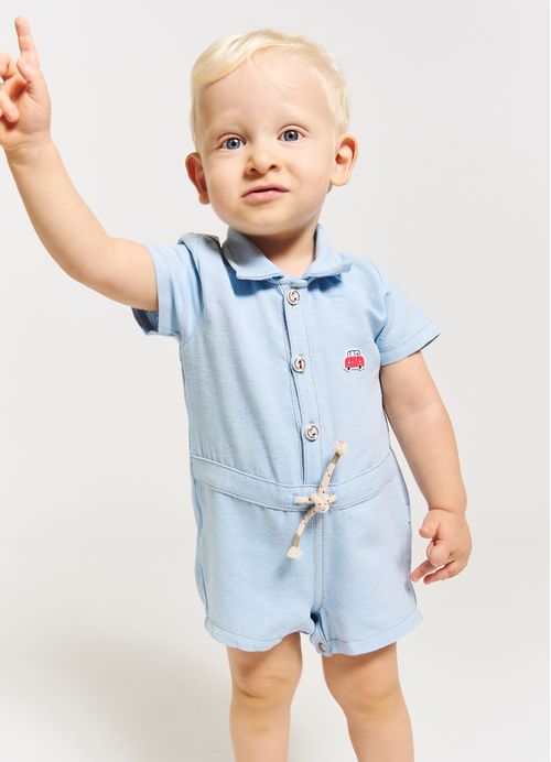 Macacão Bebê Menino Velozes – Tam. 3 a 18 meses - Jeans