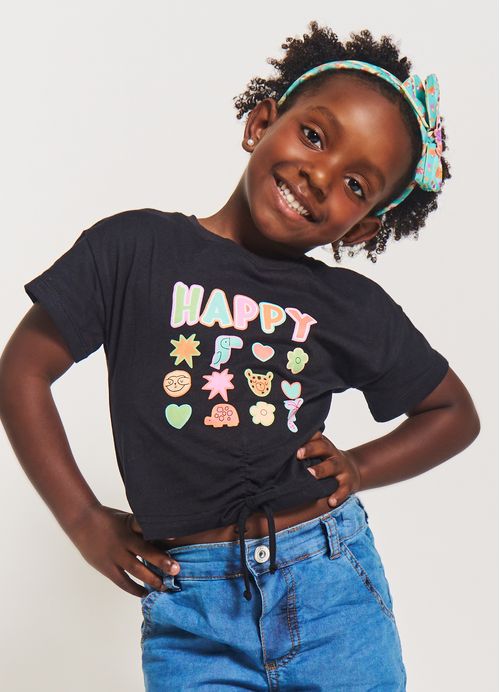 Blusa Menina Estampa Fauna Encantada – Tam. 2 a 12 anos – Preto