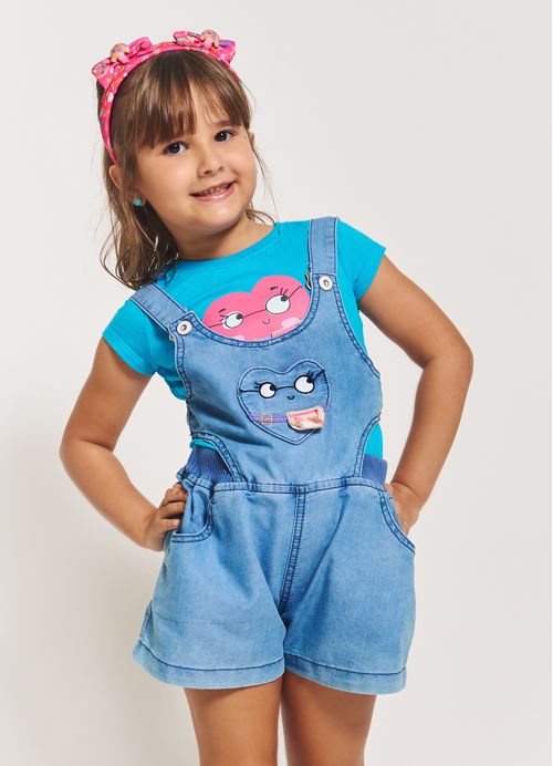 Jardineira Menina Eu e Minha BFF – Tam. 2 a 12 anos – Jeans