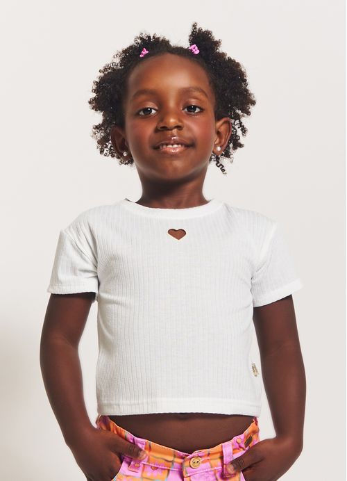Blusa Menina Estampa Flower Power – Tam. 2 a 12 anos – Off White e Rosa