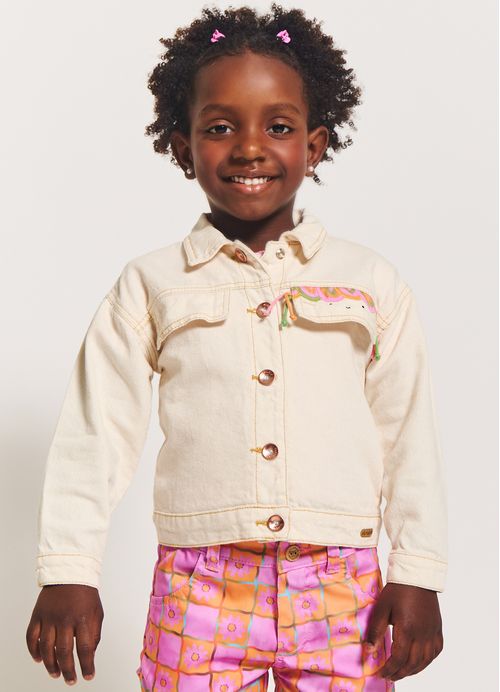 Jaqueta Menina Flower Power – Tam. 2 a 12 anos – Off White
