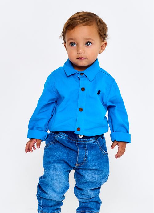 Camisa Infantil Bebê Menino Estampa Corrida Radical - Tam. 3 a 18 meses - Azul