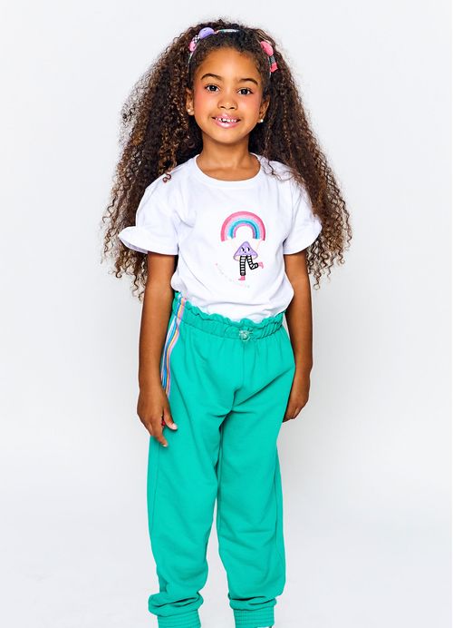 Calça Infantil Menina Estampa Andando nas Nuvens - Tam. 2 a 12 anos - Verde