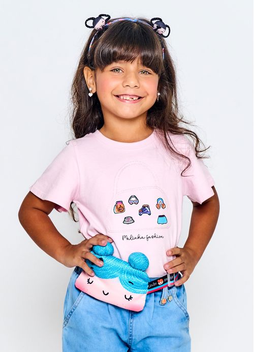 Blusa Infantil Menina Estampa Encontro Entre Amigos - Tam. 2 a 12 anos - Rosa