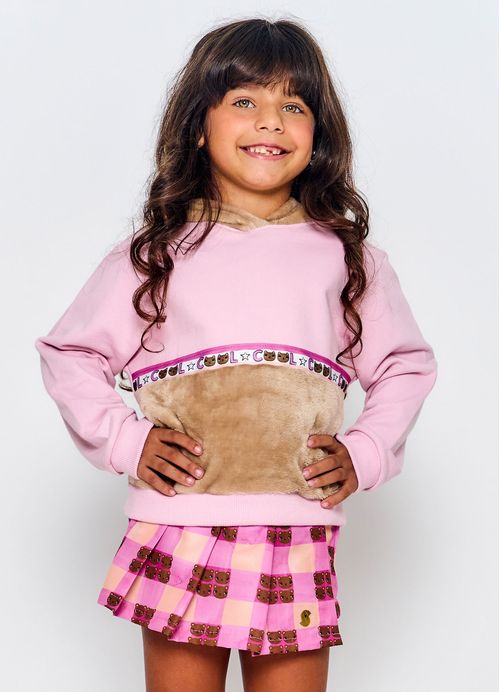 Casaco Infantil Menina Estampa Ursinhos Fofinhos - Tam. 2 a 12 anos - Rosa