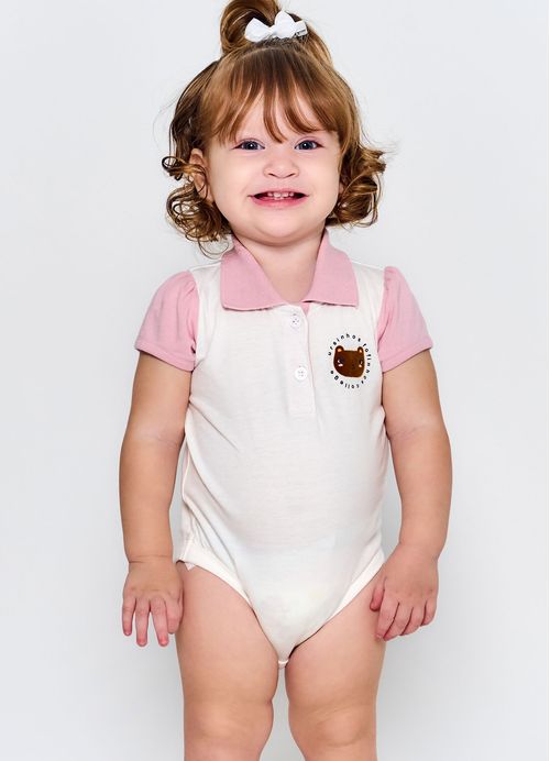 Body Infantil Bebê Menina Estampa Ursinhos Fofinhos - Tam. 3 a 18 meses - Off White