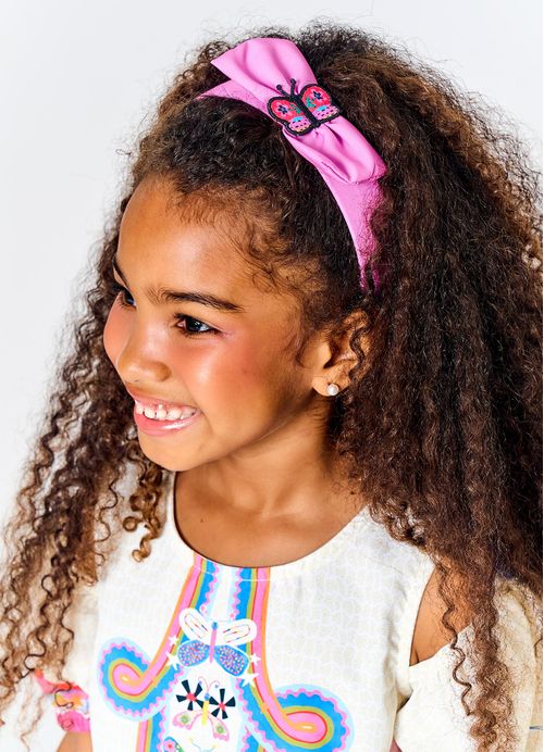 Arco Infantil para Cabelo Estampa Nas Alturas - Tam. U - Rosa