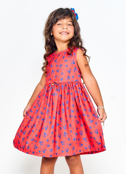 Vestido Infantil Menina Estampa Florzinhas - Tam. 2 a 12 anos - Ferrugem
