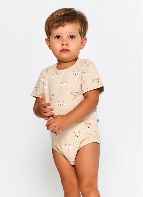 Body Infantil Bebê Menino Estampa Jogo Animal - Tam. 3 a 18 meses - Areia