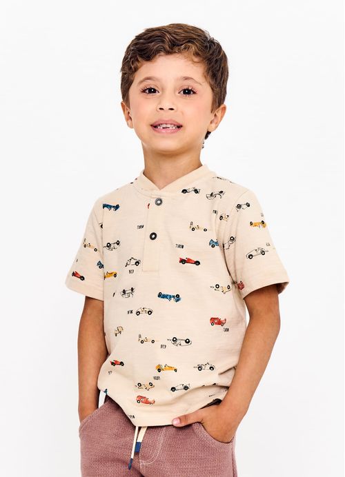 Camiseta Infantil Menino Estampa Corrida Radical - Tam. 2 a 12 anos - Areia