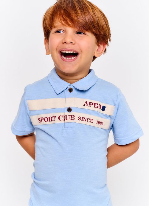 Polo Infantil Menino Estampa Jogo Animal - Tam. 2 a 12 anos - Azul