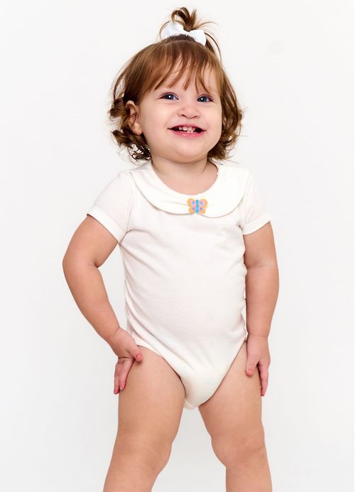 Body Infantil Bebê Menina Estampa Nas Ondas do Céu - Tam. 3 a 18 meses - Branco