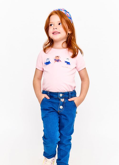 Blusa Infantil Estampa Entre Flores - Tam. 2 a 12 anos - Rosa