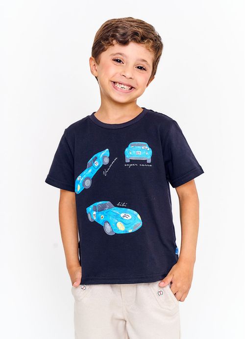 Camiseta Infantil Menino Estampa Corrida Radical - Tam. 2 a 12 anos - Preto