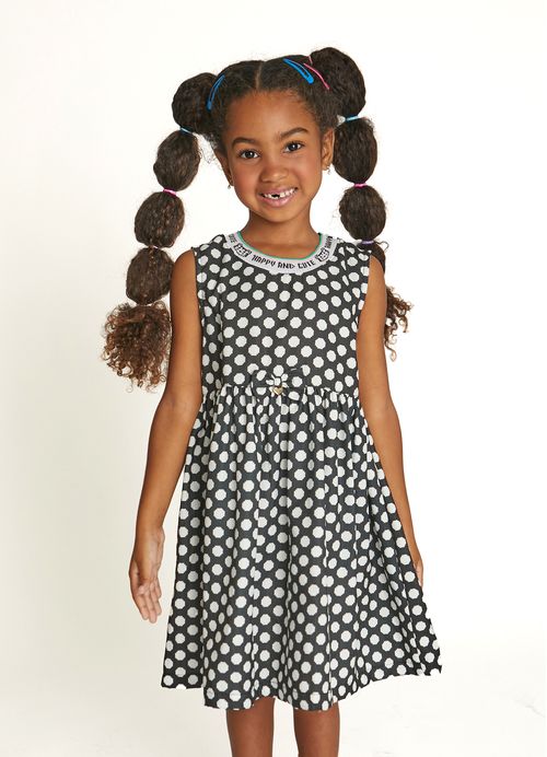Vestido Infantil Menina Estampa Quadriculado - Tam. 2 a 12 anos - Preto