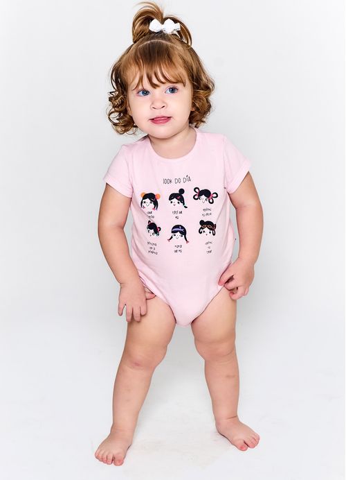 Body Infantil Bebê Menina Estampa Encontro Entre Amigos - Tam. 3 a 18 meses - Rosa