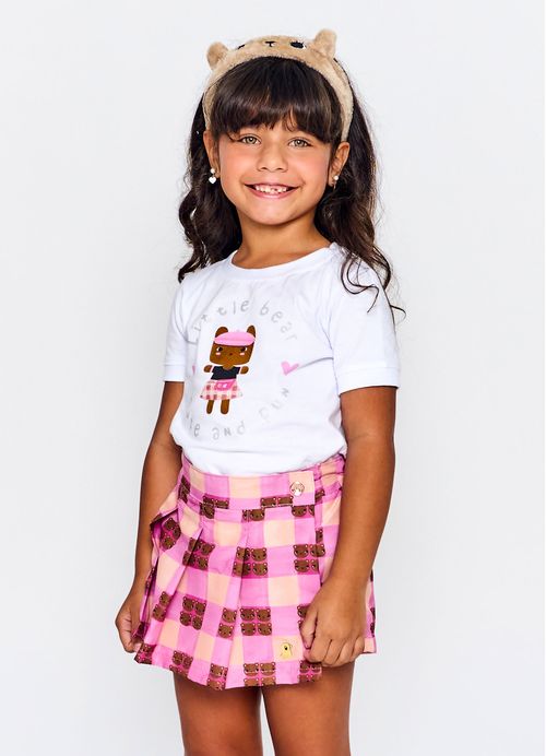 Short saia Infantil Menina Estampa Ursinhos Fofinhos - Tam. 2 a 12 anos - Violácio