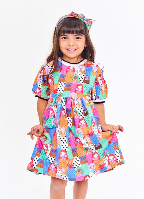 Vestido Infantil  Estampa Amigas Fashionistas