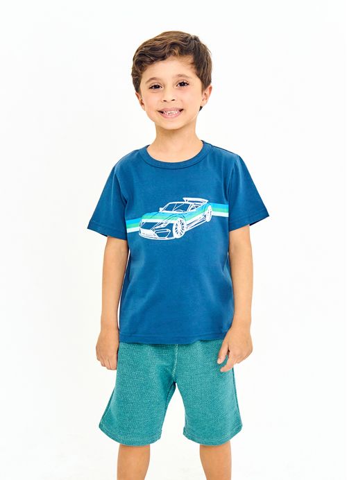 Conjunto Infantil Menino Estampa Carro Legal - Azul