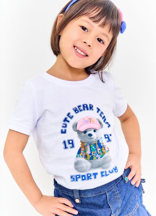 Blusa Infantil Menina Color Flor -  Branca
