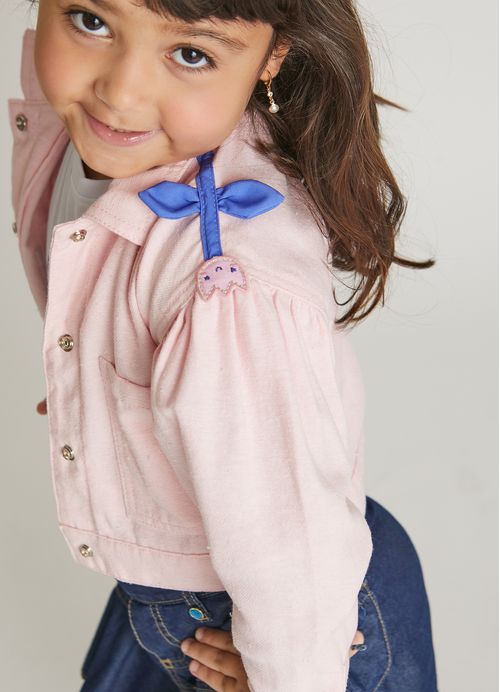 Jaqueta Infantil Menina Color Flor - Rosa