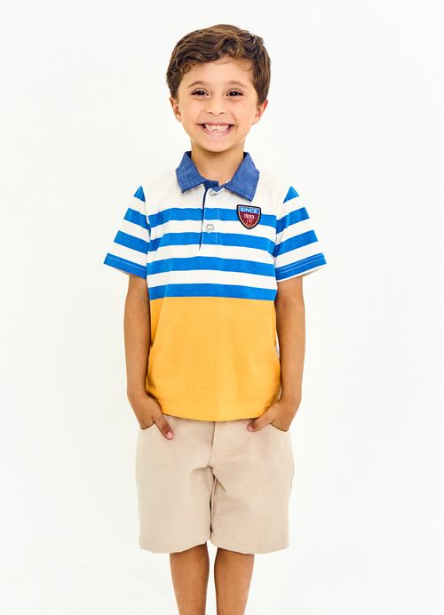 Polo Infantil Menino Estampa Dinos pelo Mundo