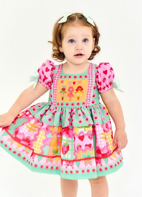 Vestido e Calcinha Infantil Estampa Festa Junina Balancê