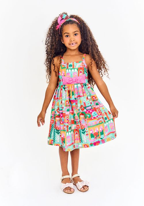 Vestido Infantil Estampado Meu Mundinho