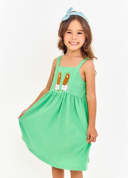 Vestido Infantil Lhamacórnio - Verde