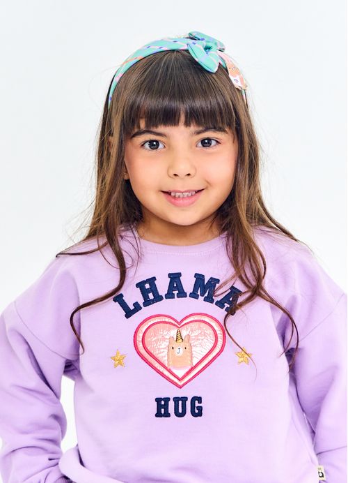 Casaco Infantil Menina Estampa Lhamacórnio - Roxo