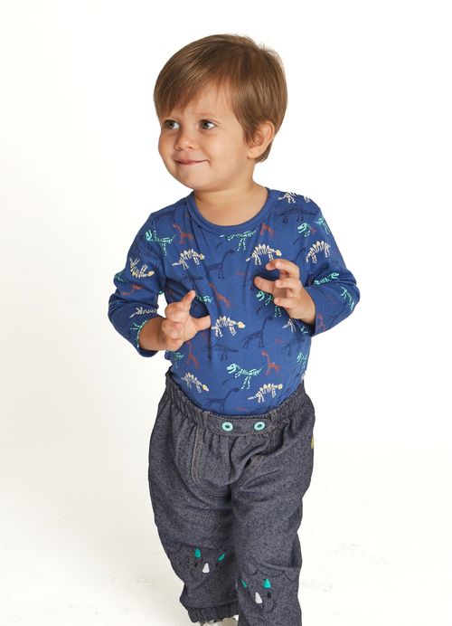 Calça Infantil Menino Dinos pelo Mundo - Preta