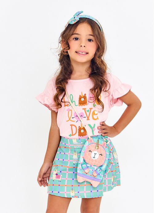Bolsa Infantil Estampa Lhamacórnio - Verde