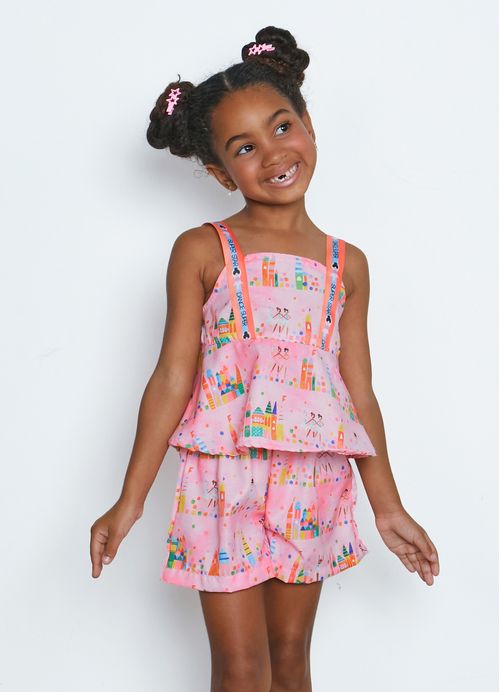 Conjunto Infantil Menina Estampa Reino de Muitas Cores - Rosa