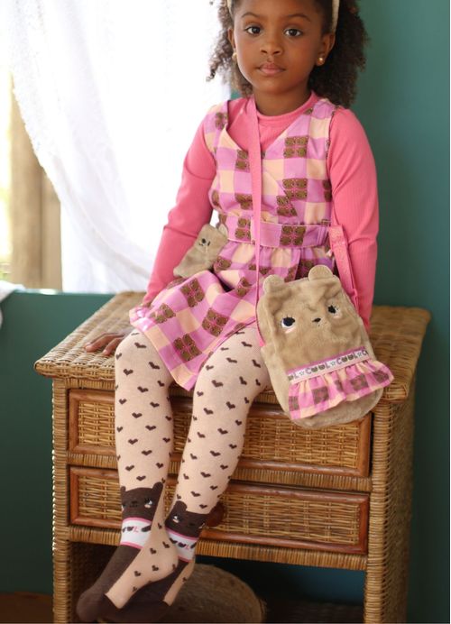 Meia Calça Infantil Estampa Ursinhos Fofinhos - Rosa