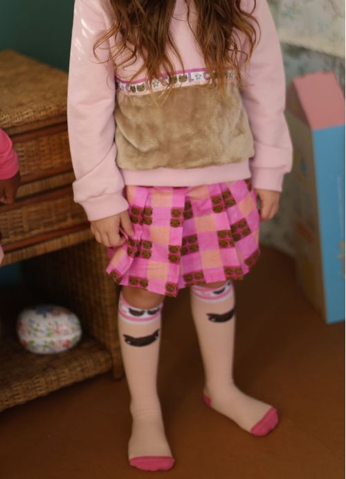 Meia 3/4 Infantil Menina Estampa Ursinhos Fofinhos - Rosa