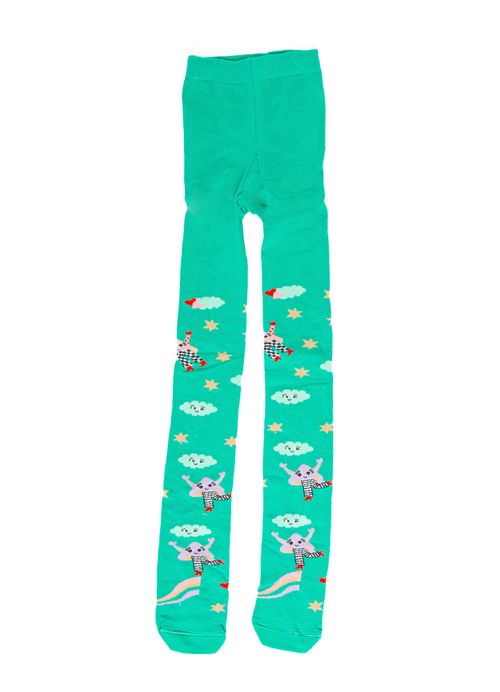 Meia Calça Infantil Estampa Andando nas Nuvens - Verde
