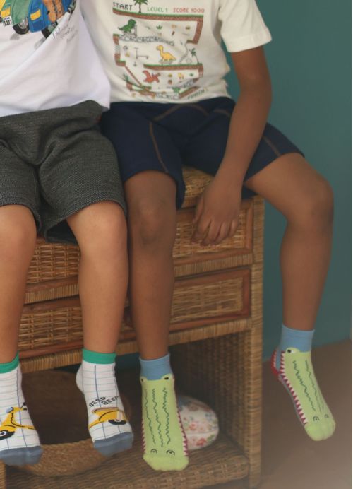 Meia Soquete Infantil Menino Estampa Jacaré