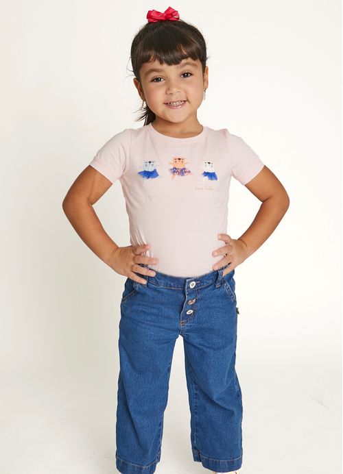 Calça Infantil Estampa Entre Flores - Tam. 2 a 12 anos - Jeans